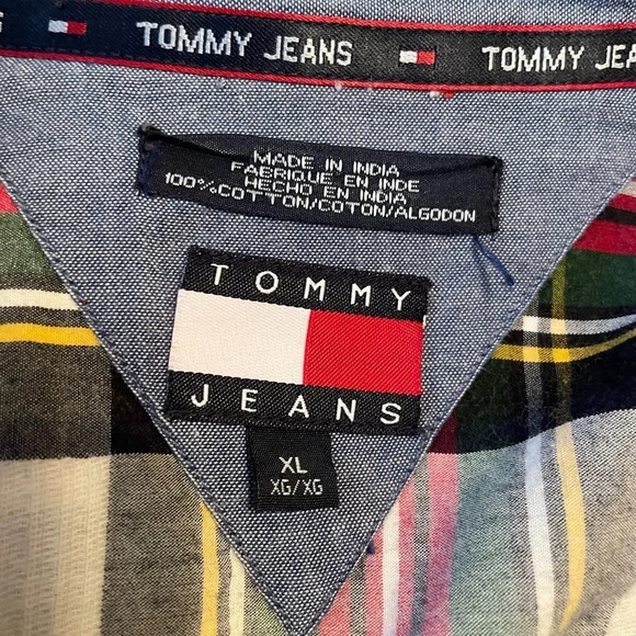 90s Vintage Tommy Hilfiger Plaid Long Sleeve Button Up XL Multicolor - Picture 5 of 7